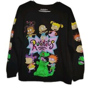 Rugrats Sweatshirt Size XXL 19 Black Nickelodeon Angelica Tommy Susie Cartoons